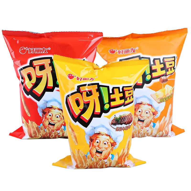 好丽友呀土豆70g空心薯条膨化食品休闲零食小吃番茄味